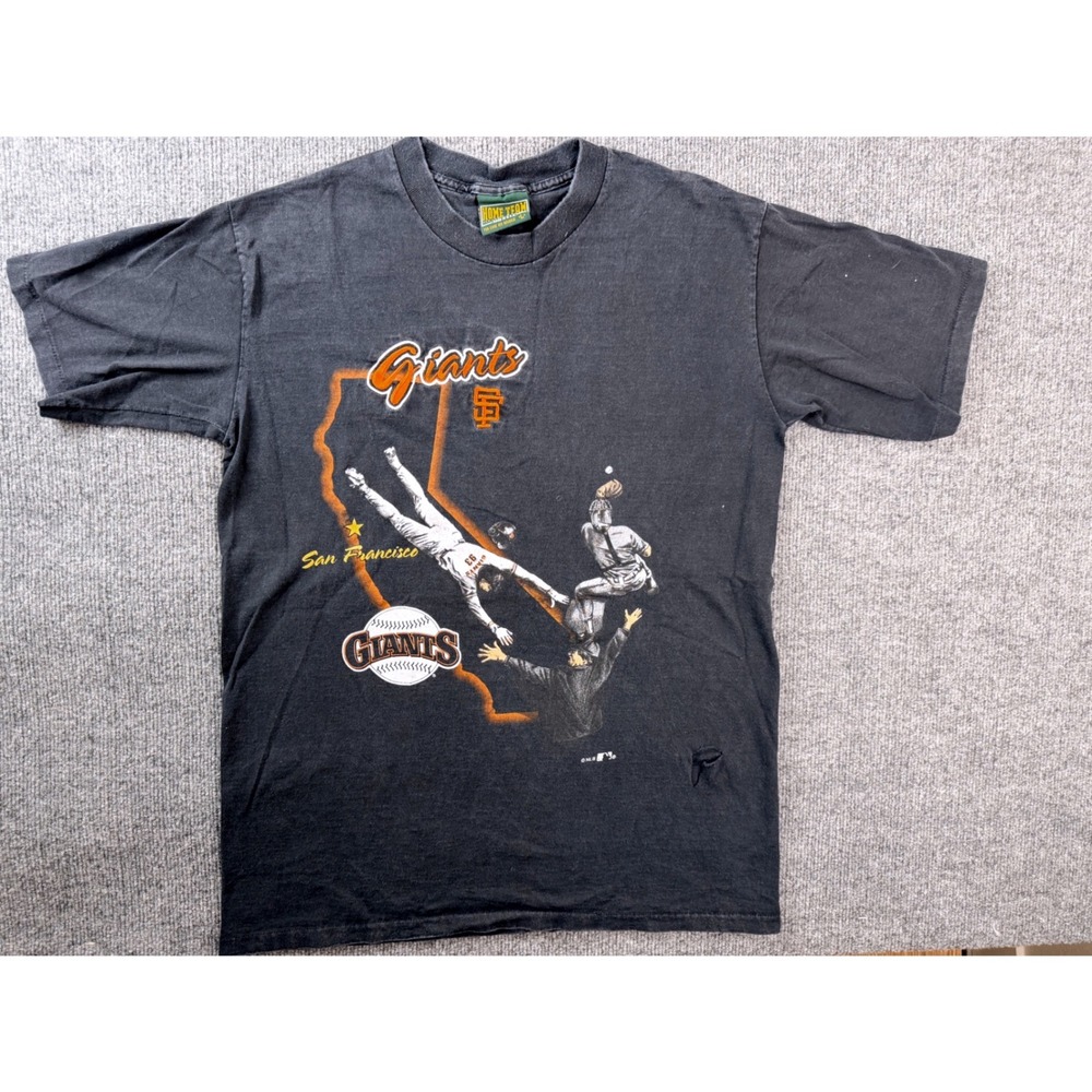 Vintage San Francisco Giants Shirt Mens L Black Home Team USA Made Distresse Tee